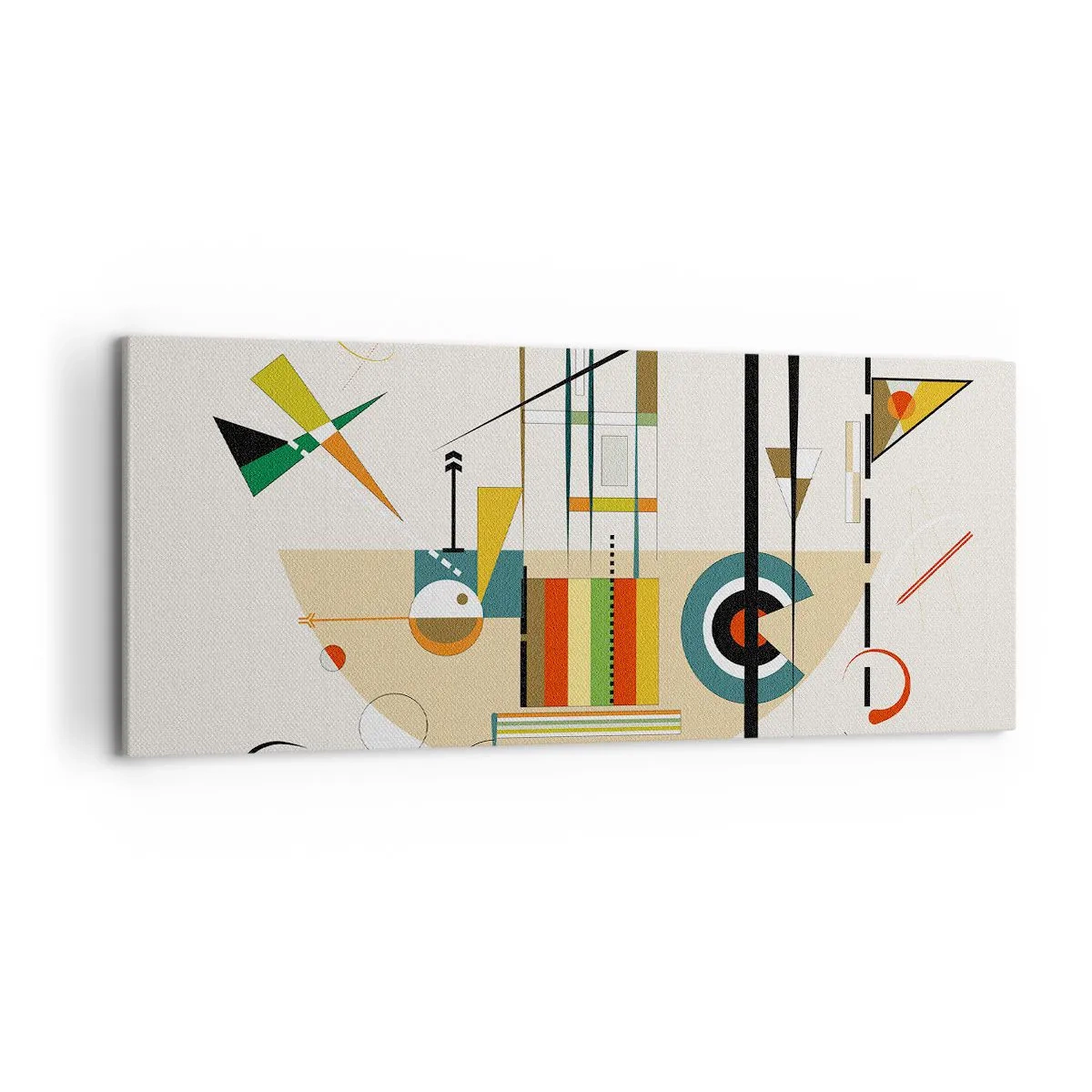 Obraz na płótnie - Kolorowa abstrakcja z geometrycznymi kształtami - 120x50cm - I świat się śmieje - Nowoczesna dekoracja ścienna do salonu i sypialni ARTTOR