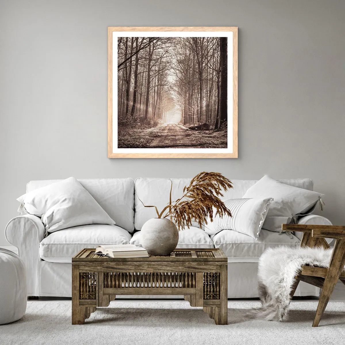 Plakat w ramie jasny dąb - Leśna katedra - 40x40 cm
