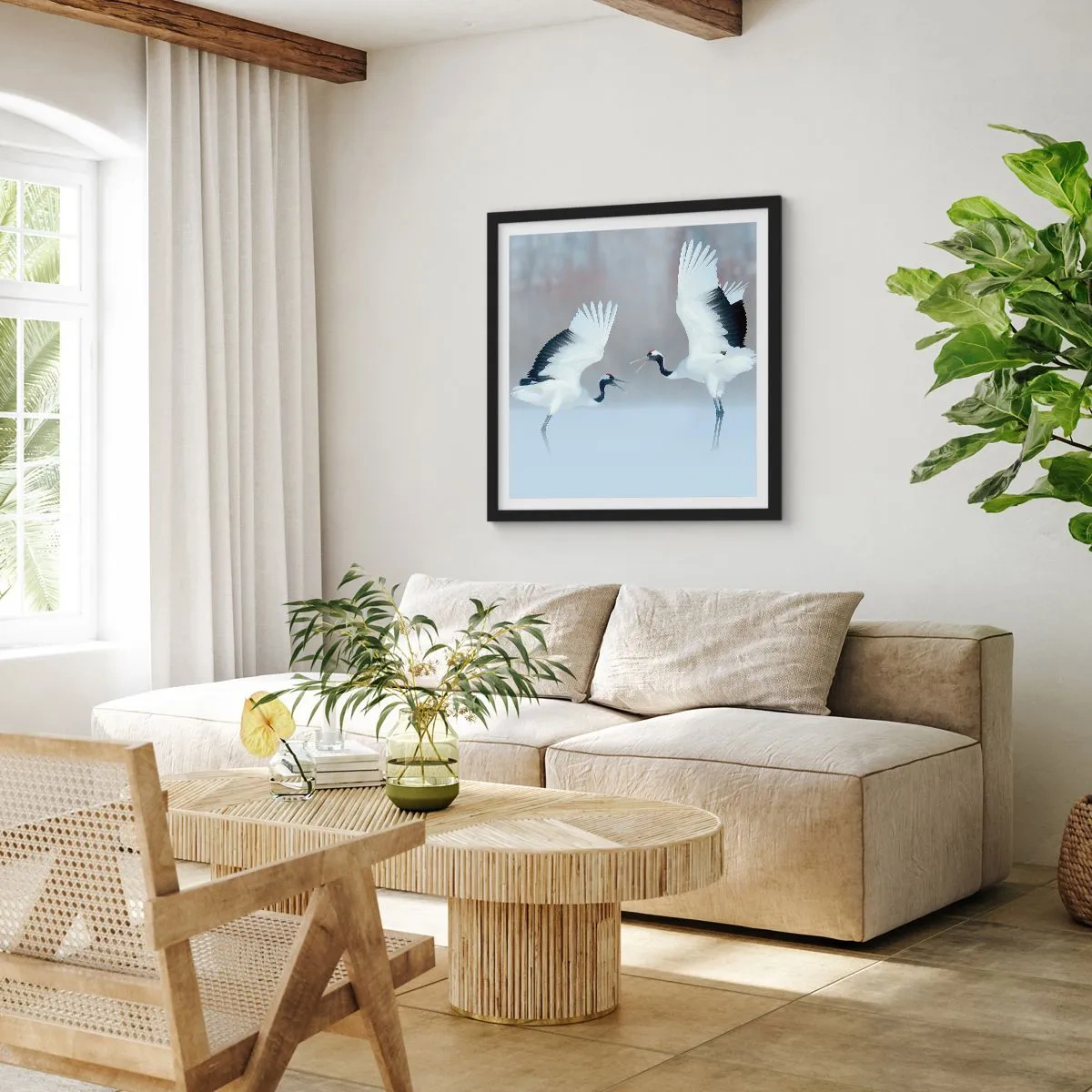 Plakat w czarnej ramie - Taniec we mgle - 60x60 cm