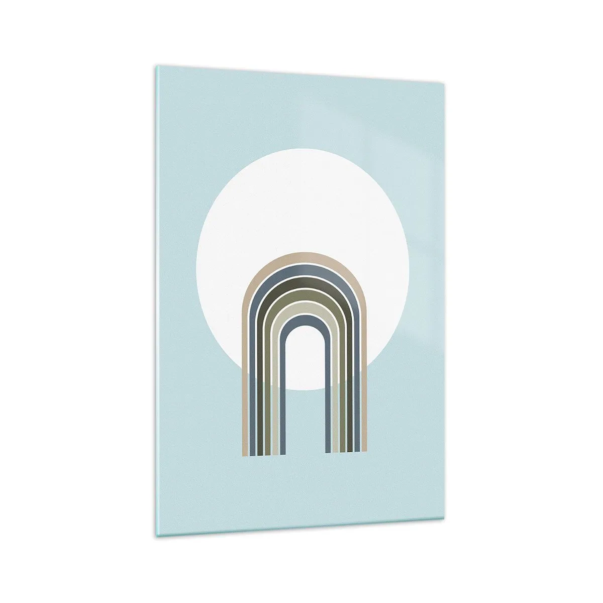 Obraz na szkle - Minimalistyczna kompozycja z okręgiem i liniami na pastelowym tle - 70x100cm - Nieodparte przyciąganie - Nowoczesna dekoracja ścienna do salonu i sypialni ARTTOR