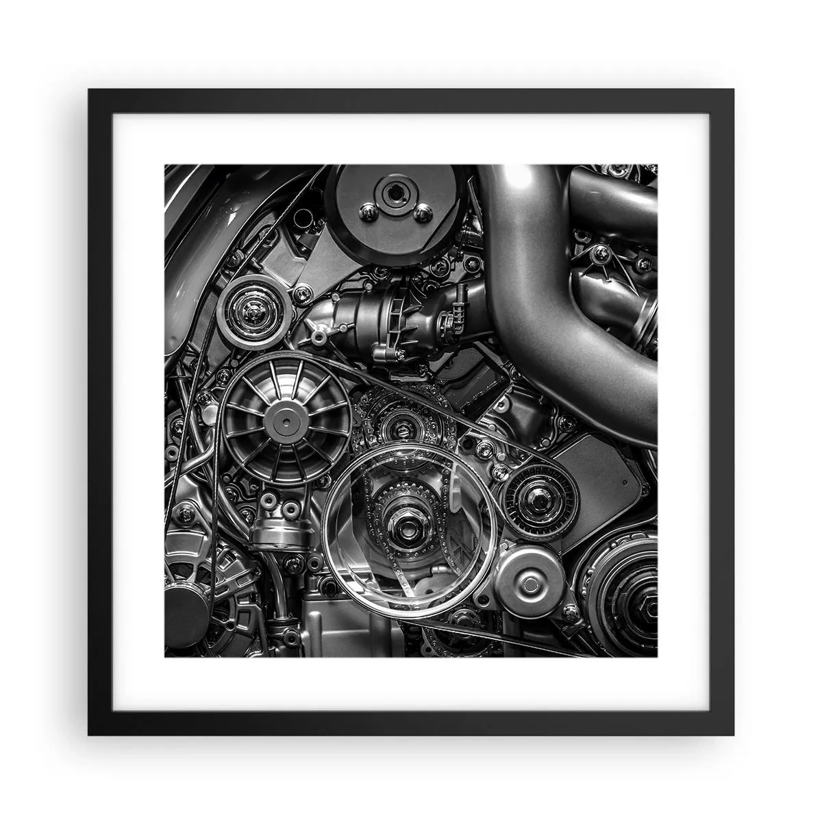 Plakat w czarnej ramie - Poezja mechaniki - 40x40 cm