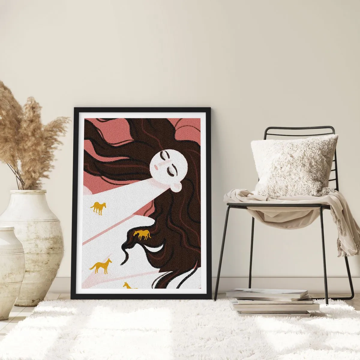 Plakat w czarnej ramie - Sen o złotym koniu - 70x100 cm