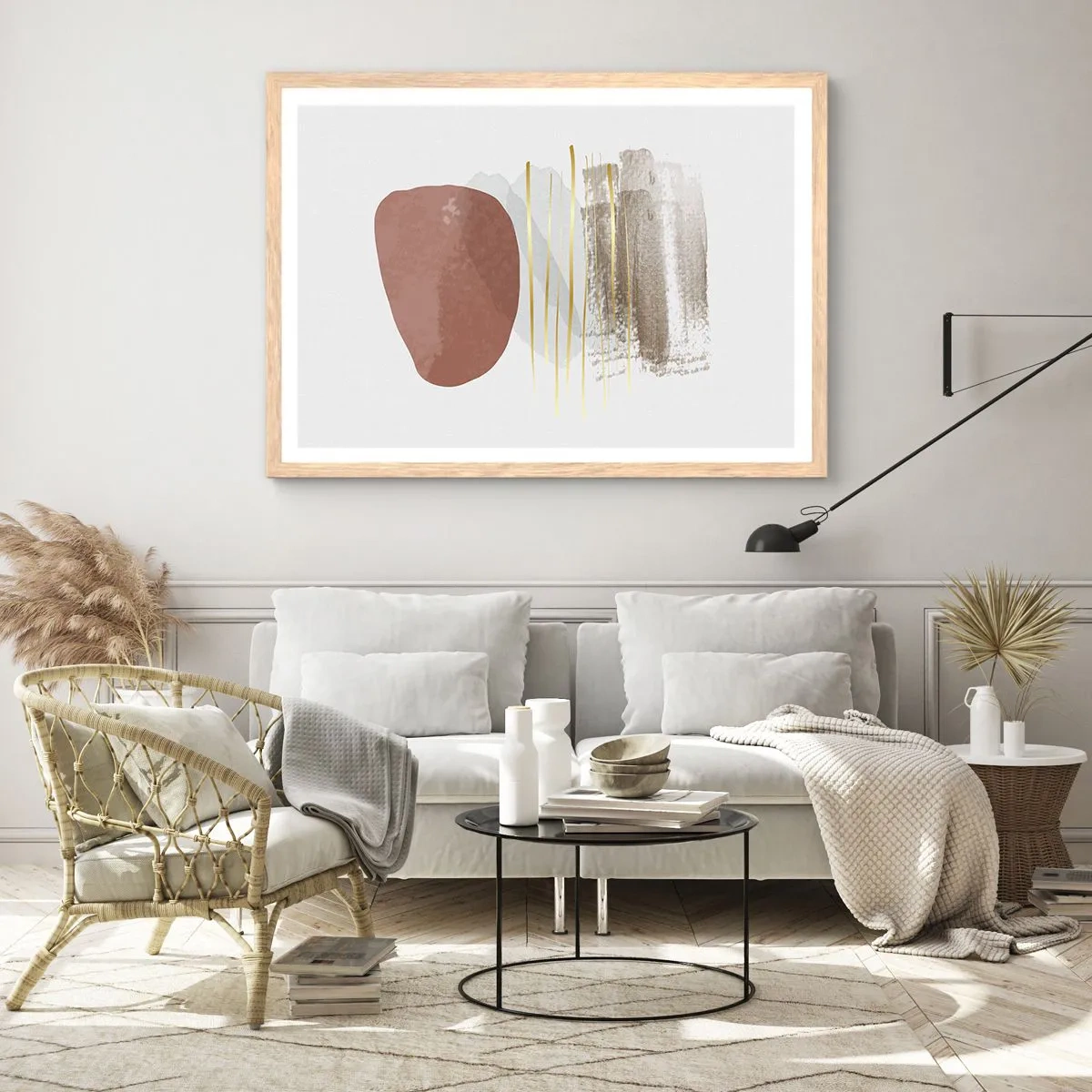 Plakat w ramie jasny dąb - Abstrakcyjna kolumnada - 91x61 cm