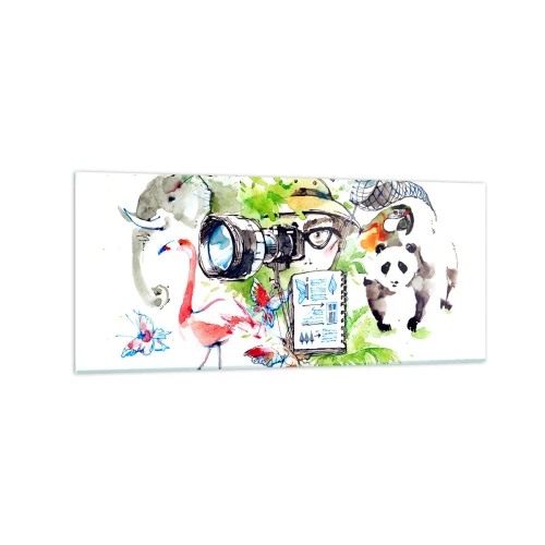 Obraz na szkle - Kolorowa grafika z motywem przyrody i safari - 120x50cm - W obiektywie podróżnika - Nowoczesna dekoracja ścienna do salonu i sypialni ARTTOR