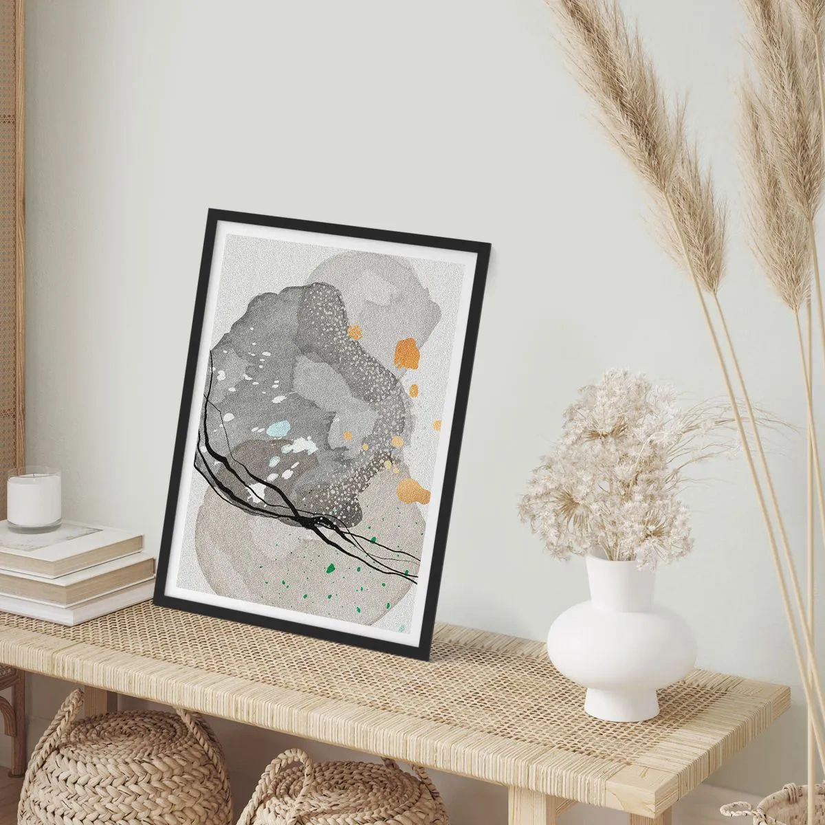 Plakat w czarnej ramie - Kompozycja organiczna - 30x40 cm