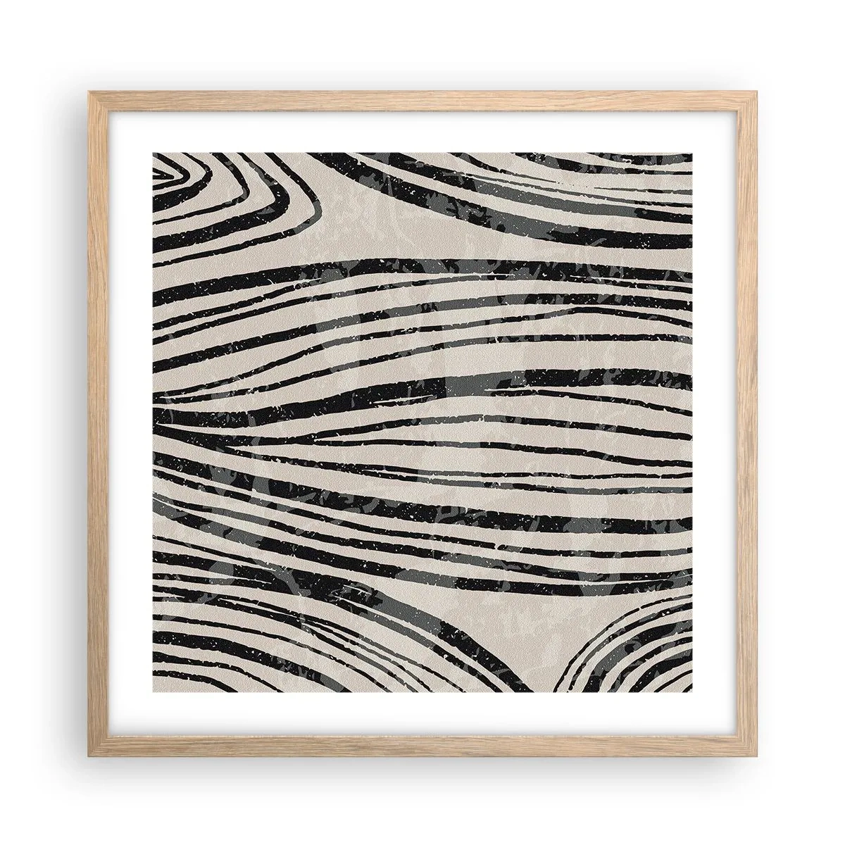 Plakat w ramie jasny dąb - Rozlewisko linii - 50x50 cm