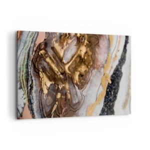 Obraz na płótnie - Abstrakcyjna kompozycja z elementami złota i kryształów - 120x80cm - Żywioł ziemi - Nowoczesna dekoracja ścienna do salonu, kuchni i sypialni ARTTOR