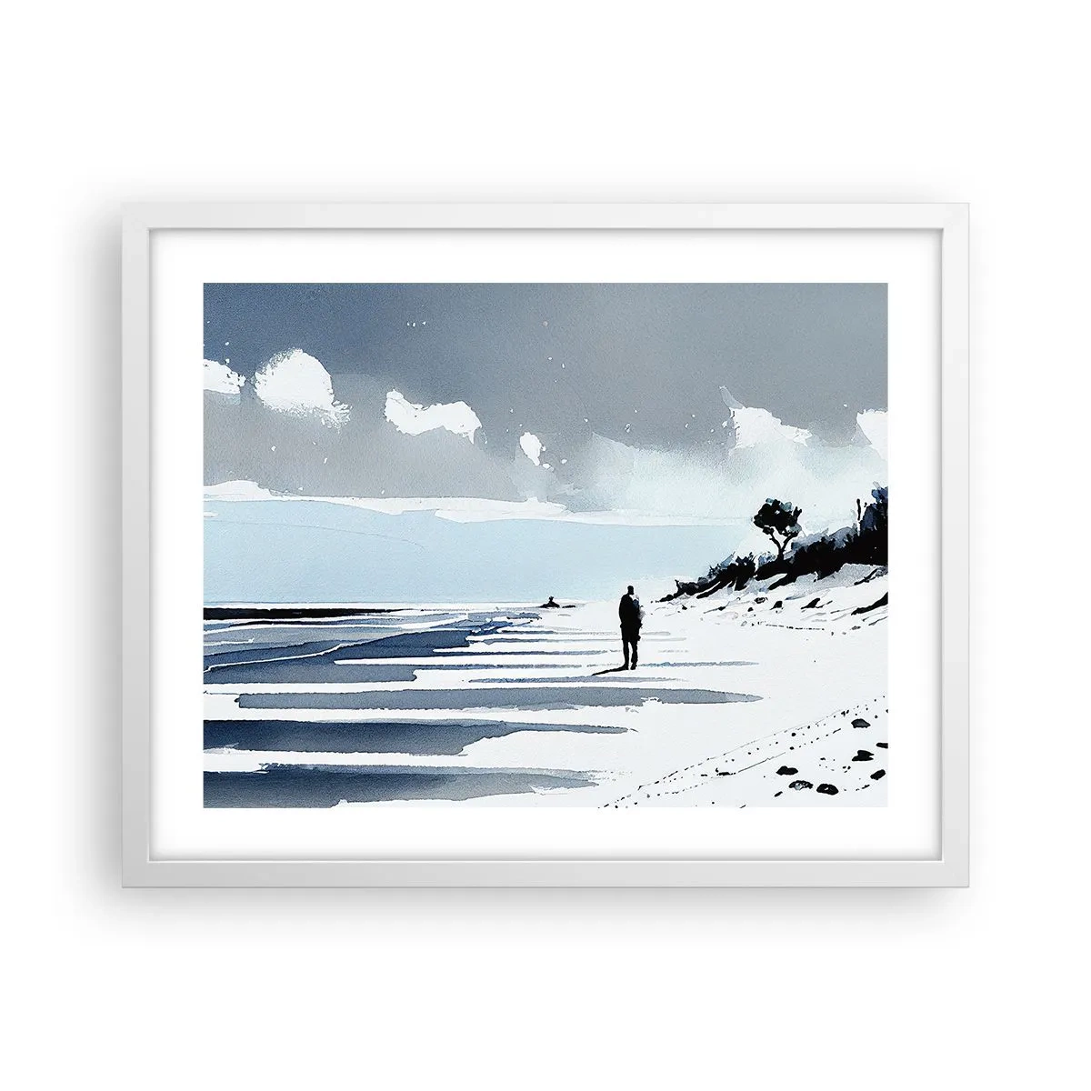 Plakat w białej ramie - Sam na sam - 50x40 cm