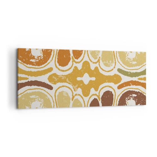Obraz na płótnie - Ciepłe wzory abstrakcyjne w żółciach i brązach - 120x50cm - Abstrakcja sentymentalna - Nowoczesna dekoracja ścienna do salonu i sypialni ARTTOR