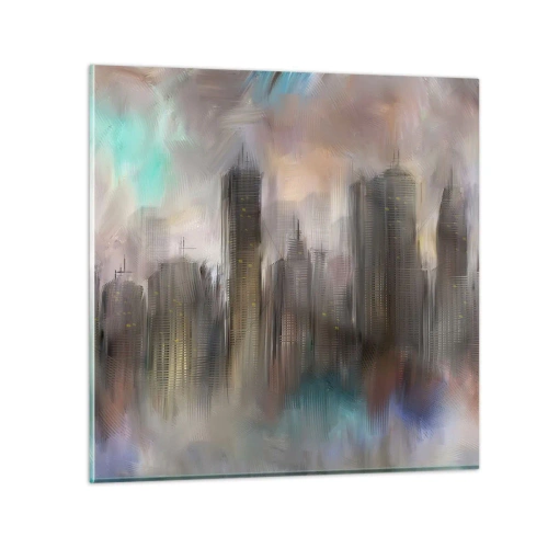 Obraz na szkle - Kompozycja ze stali, kamienia i mgły - 70x70 cm
