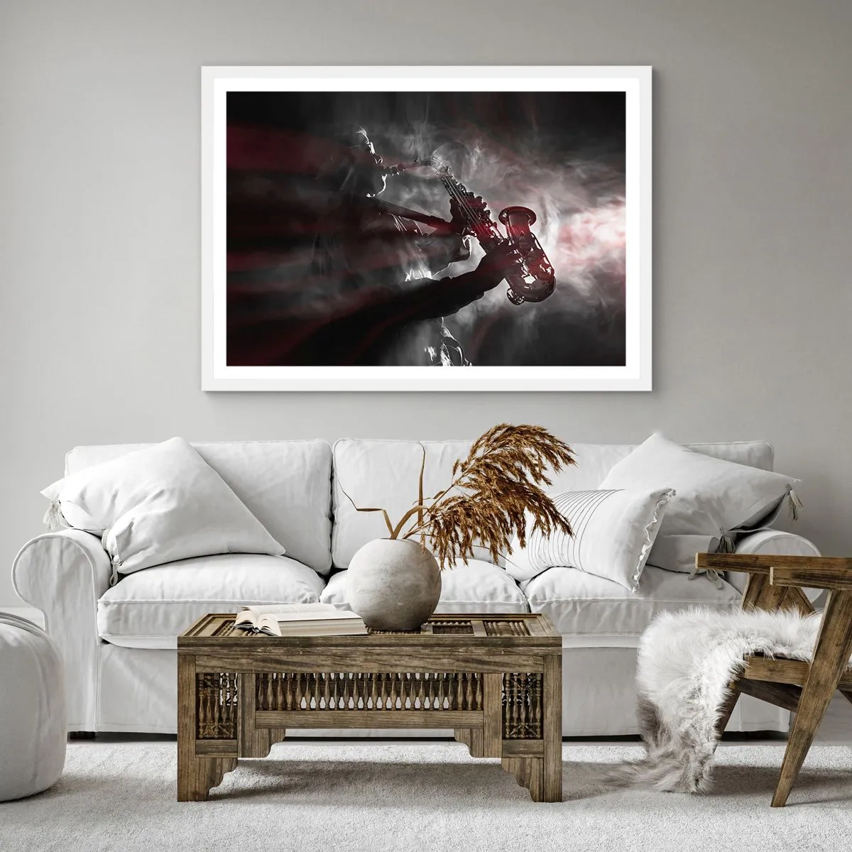 Plakat w białej ramie - W oparach jazzu - 50x50 cm