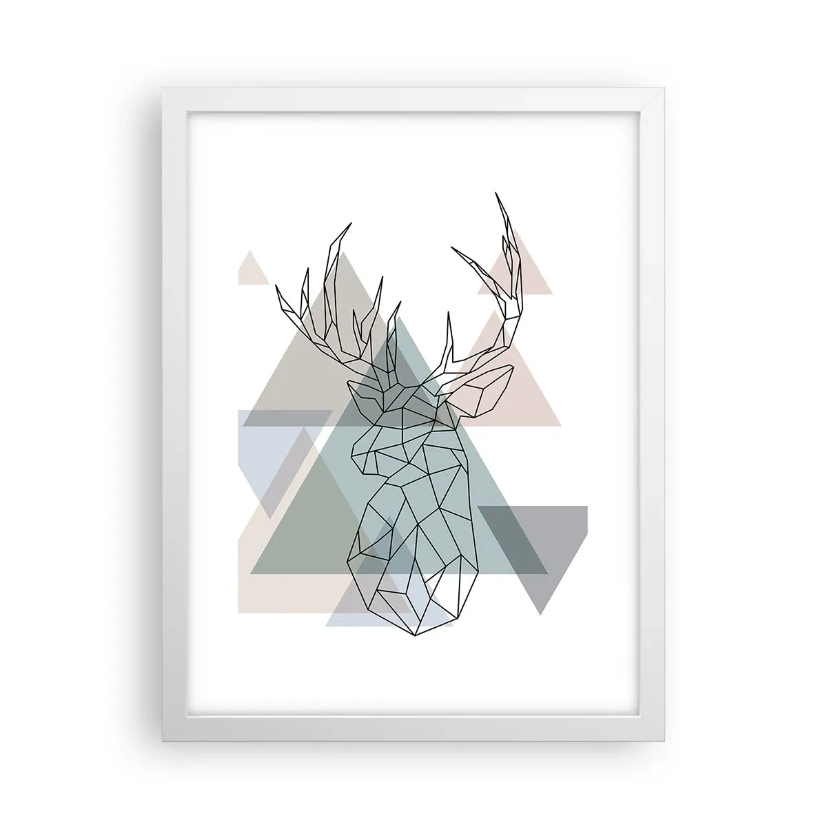 Plakat w białej ramie - W geometrycznym lesie - 30x40 cm