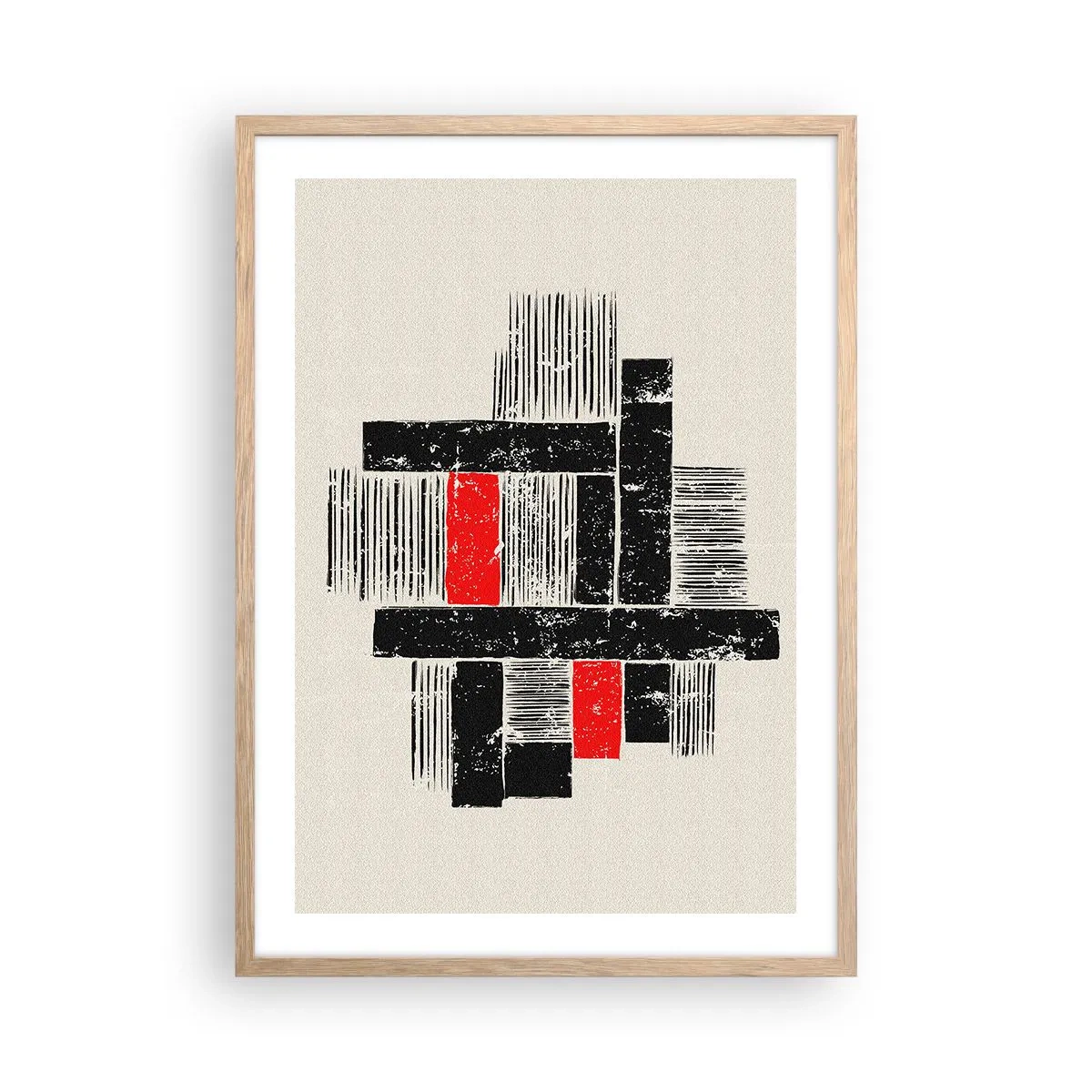 Plakat w ramie jasny dąb - Czerwone i czarne - 50x70 cm