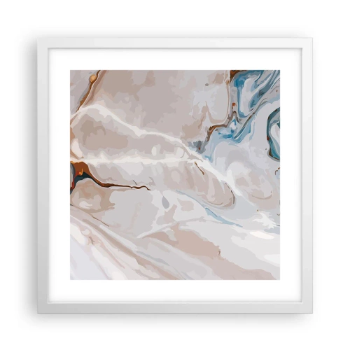 Plakat w białej ramie - Błękitne meandry pod bielą - 40x40 cm