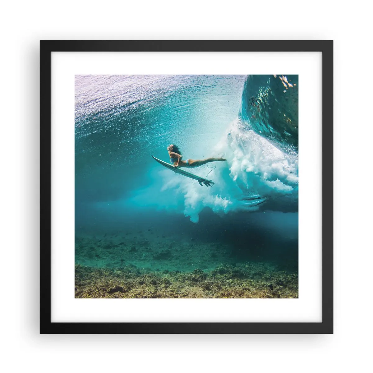 Plakat w czarnej ramie - Podwodny świat - 40x40 cm