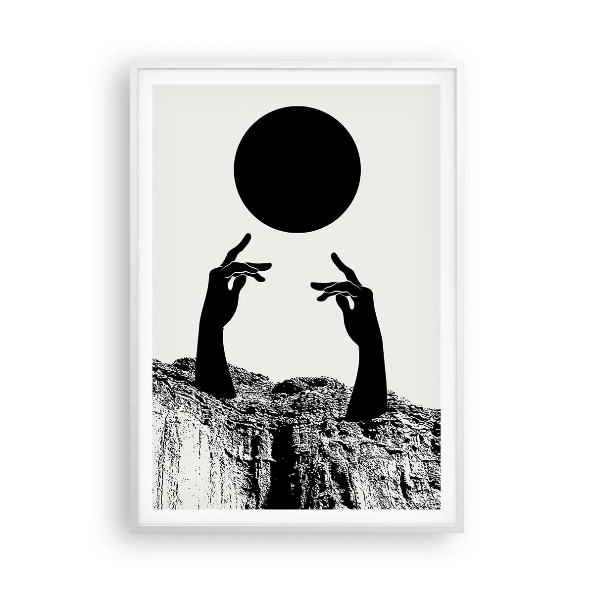 Plakat w białej ramie - Kompozycja surrealistyczna: słońce i reszta - 70x100 cm
