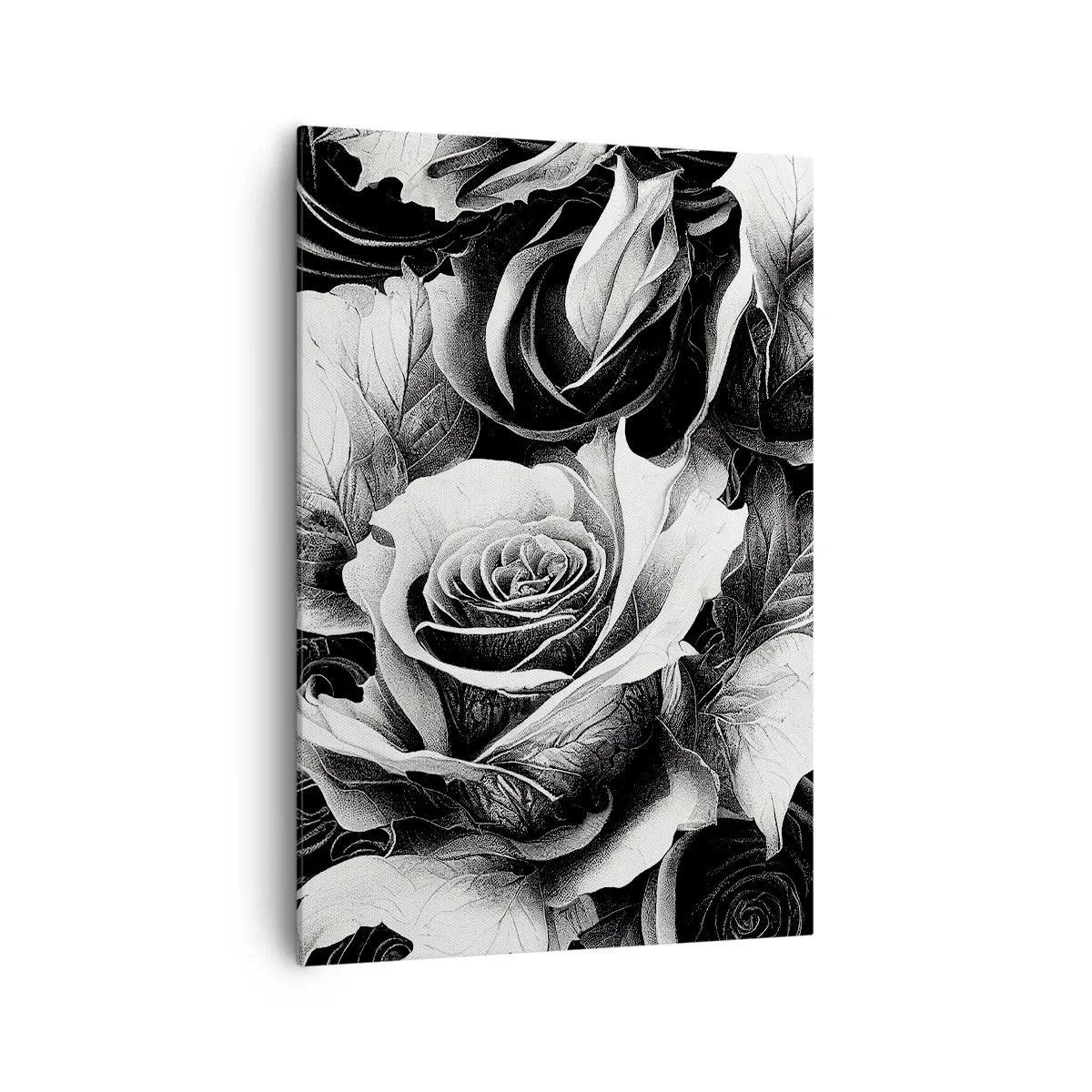 Obraz na płótnie - Czarno-białe róże w eleganckiej kompozycji - 70x100cm - Zawsze królowa - Nowoczesna dekoracja ścienna do salonu i sypialni ARTTOR