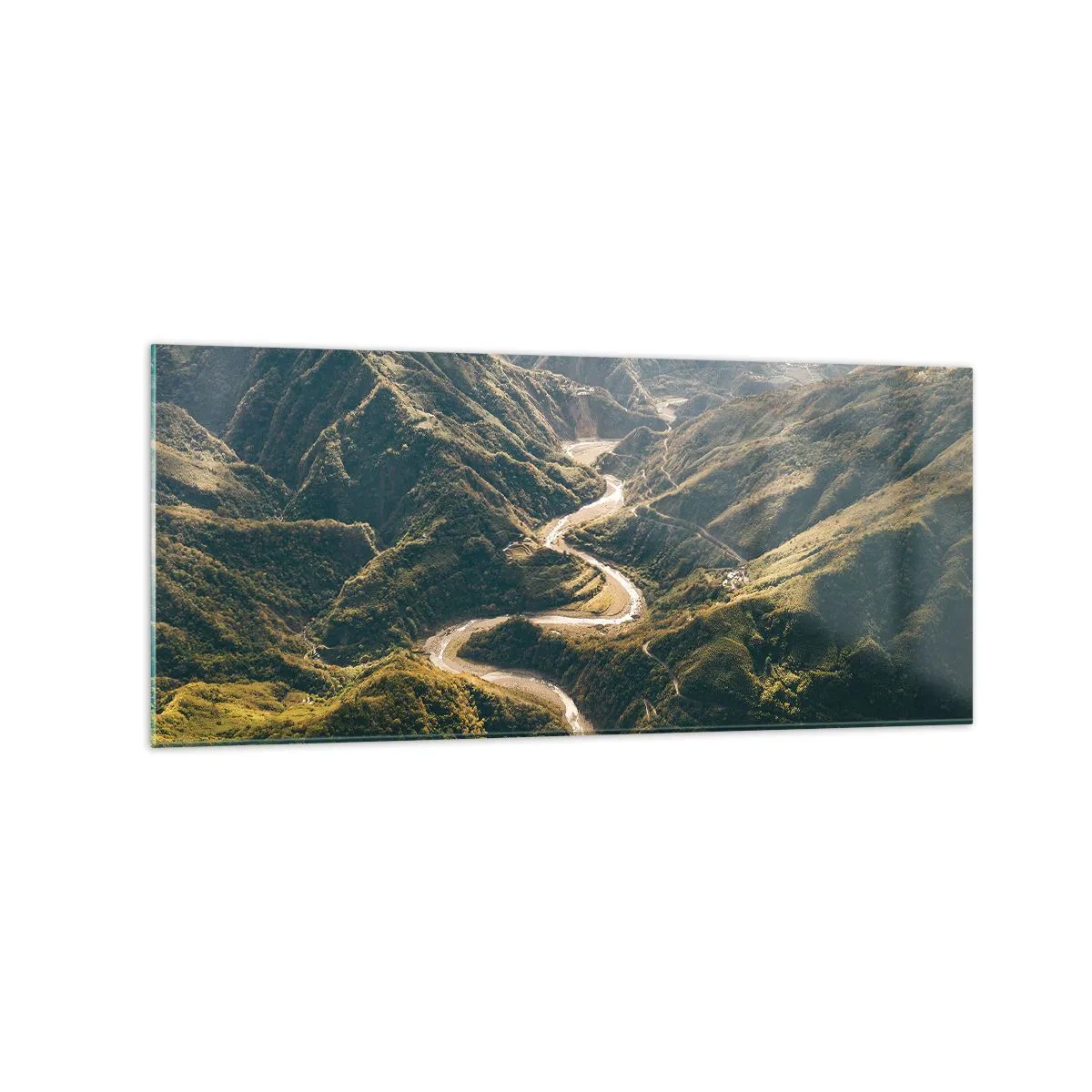 Obraz na szkle - Górski krajobraz z wijącą się drogą wśród zielonych wzgórz - 120x50cm - Prosto z serca gór - Nowoczesna dekoracja ścienna do salonu i sypialni ARTTOR