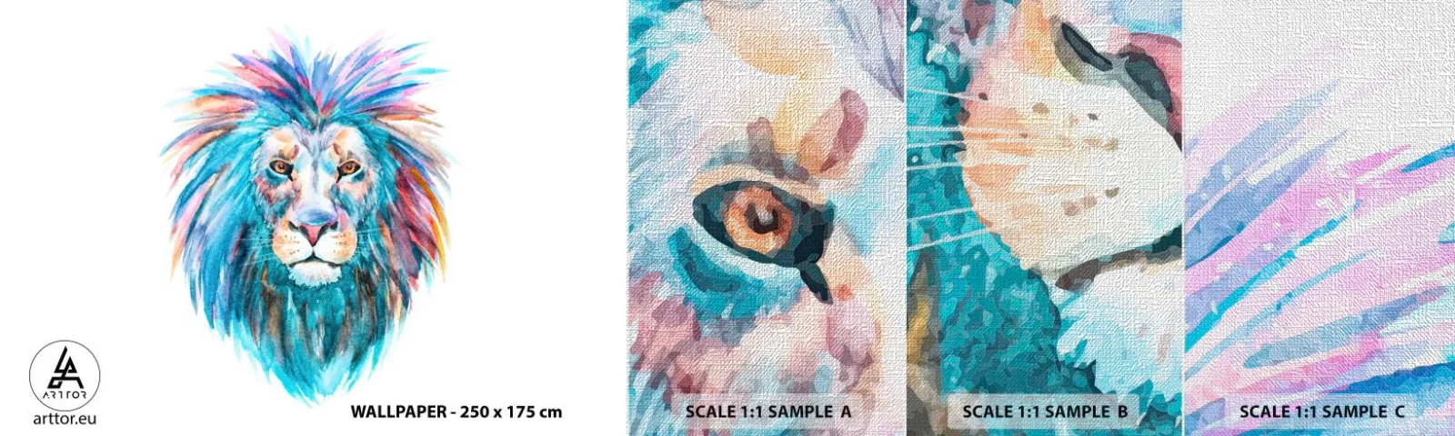 Fototapeta Próbka Premium Canvas - Elektryzująca aura - Zwierzęta, Lew, Abstrakcja - 100x30 cm