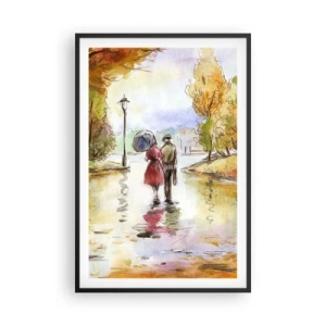 Plakat w czarnej ramie - Romantyczna jesień w parku - 61x91 cm