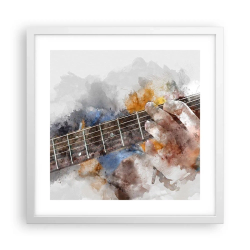 Plakat w białej ramie - Poezja między strunami - 40x40 cm