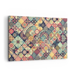 Obraz na płótnie - Kolorowe geometryczne wzory inspirowane stylem marokańskim - 120x80cm - Marokańskie klimaty - Nowoczesna dekoracja ścienna do salonu, kuchni i sypialni ARTTOR