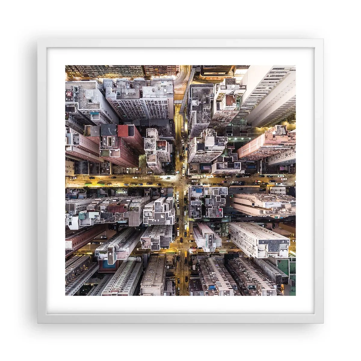 Plakat w białej ramie - Pozdrowienia z Hongkongu - 50x50 cm