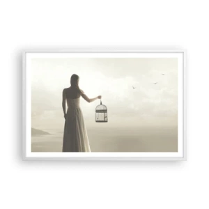 Plakat w białej ramie - Bądź wolna - 91x61 cm