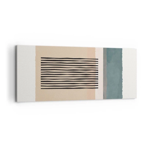 Obraz na płótnie - Minimalistyczne formy geometryczne w beżowych i zielonych odcieniach - 120x50cm - Wszystko w porządku - Nowoczesna dekoracja ścienna do salonu i sypialni ARTTOR