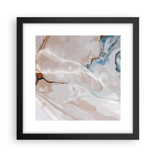 Plakat w czarnej ramie - Błękitne meandry pod bielą - 30x30 cm