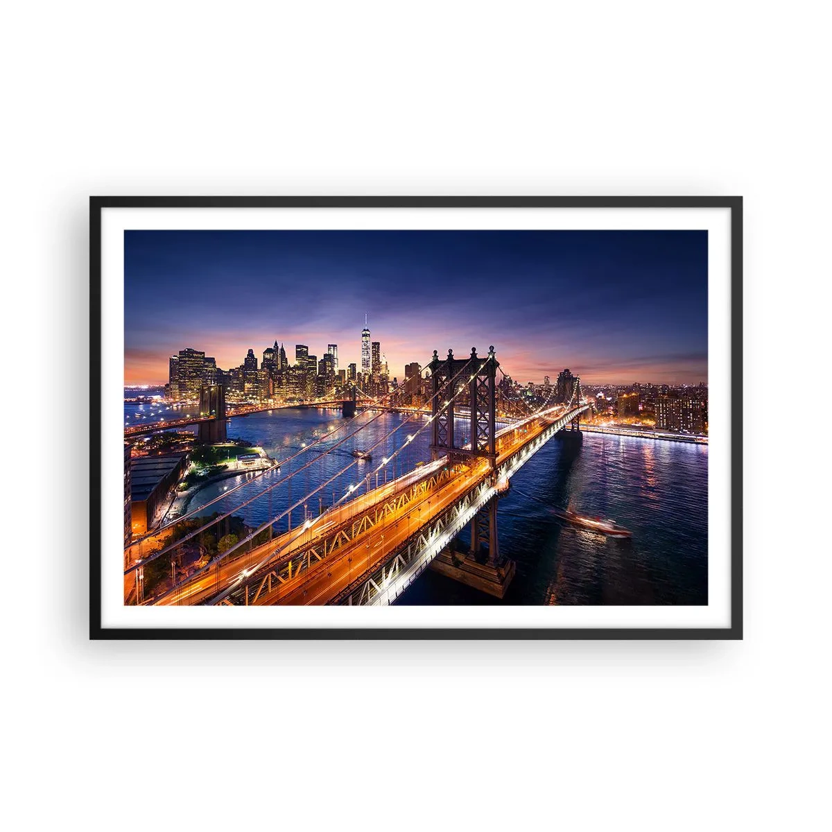 Plakat w czarnej ramie - Świetlistym mostem do serca miasta - 91x61 cm