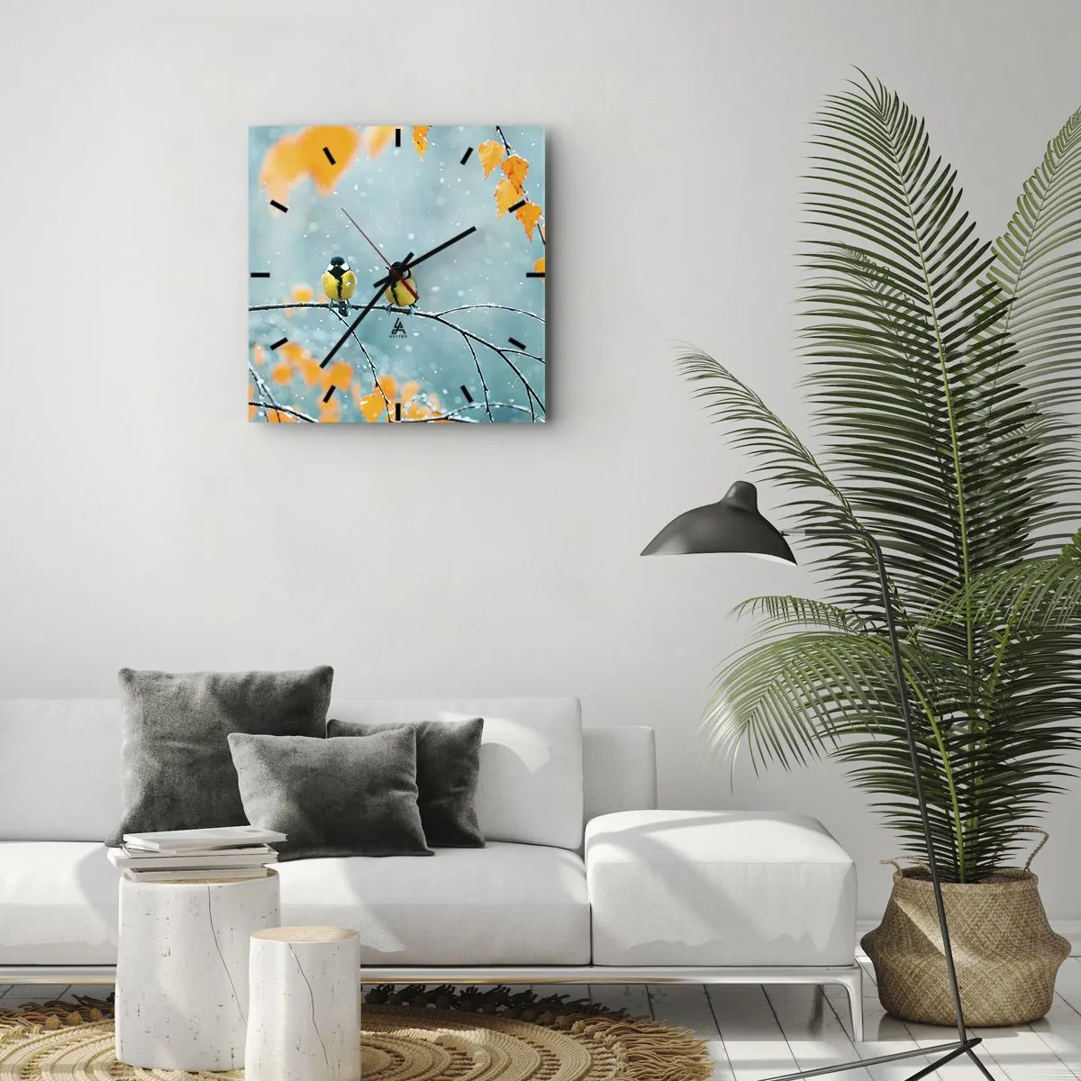 Zegar ścienny - Ptasie plotki - 30x30 cm