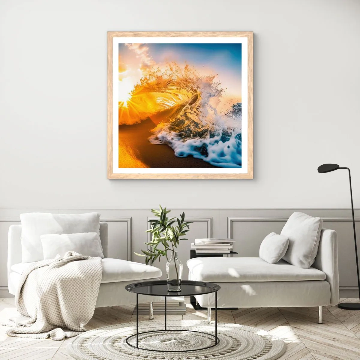 Plakat w ramie jasny dąb - Zabawa na piasku - 60x60 cm