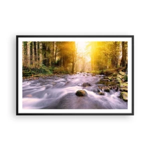 Plakat w czarnej ramie - Malachit w srebrno-złotej oprawie - 91x61 cm