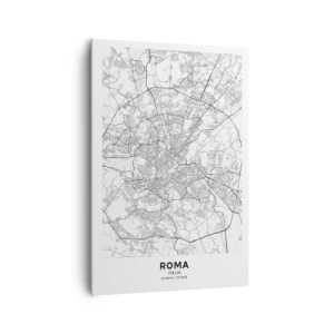 Obraz na płótnie - Miejska mapa w stylu minimalistycznym z delikatnymi liniami - 70x100cm - Rzymski krąg - Nowoczesna dekoracja ścienna do salonu i sypialni ARTTOR