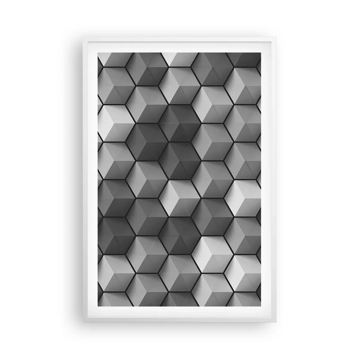 Plakat w białej ramie - Kubistyczna układanka - 61x91 cm