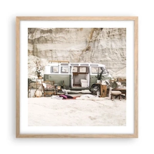 Plakat w ramie jasny dąb - Podróż czas zacząć - 50x50 cm