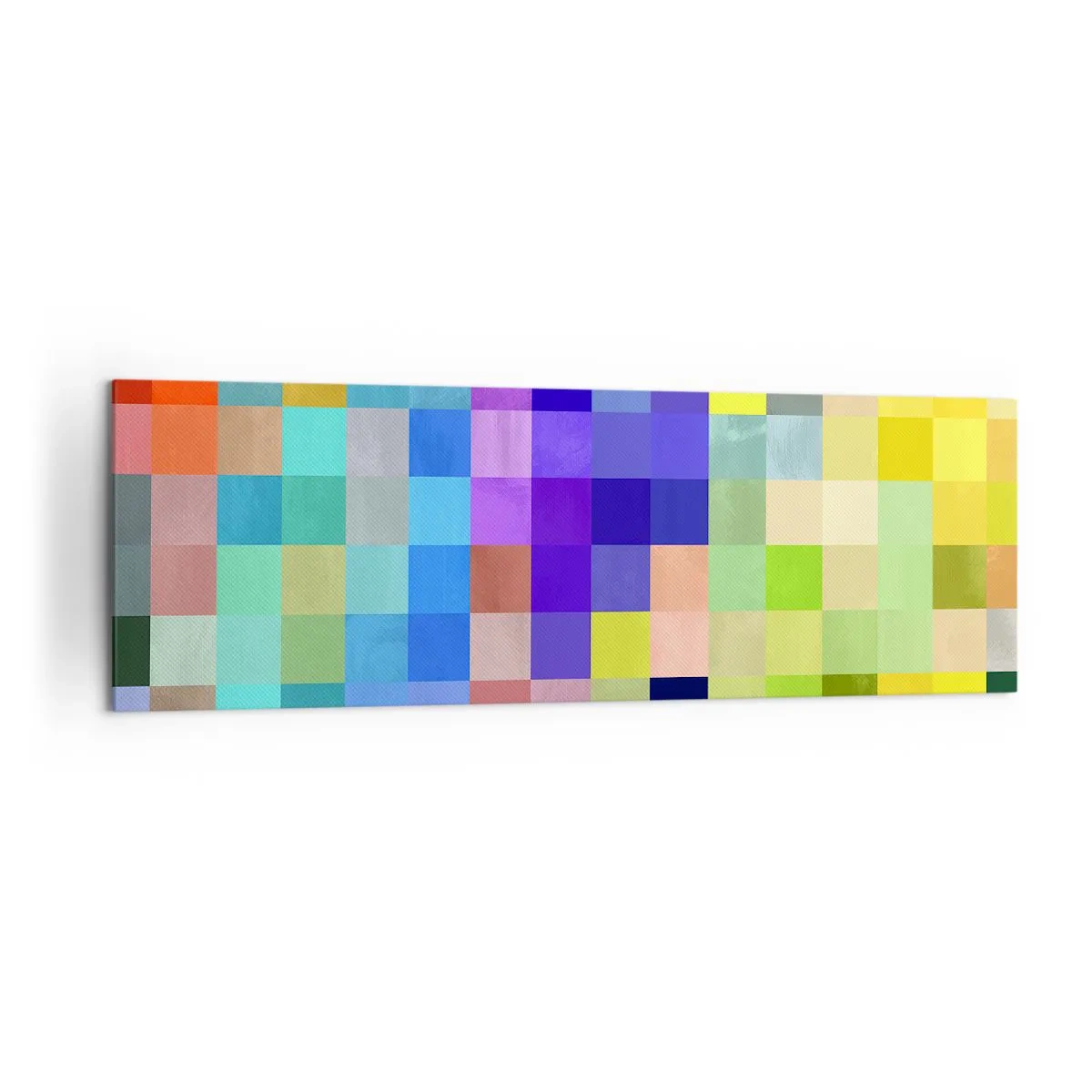 Obraz na płótnie - Kolorowa mozaika kwadratów w różnorodnych barwach - 160x50cm - Każdy inny, wszystkie równe - Nowoczesna dekoracja ścienna do salonu i sypialni ARTTOR