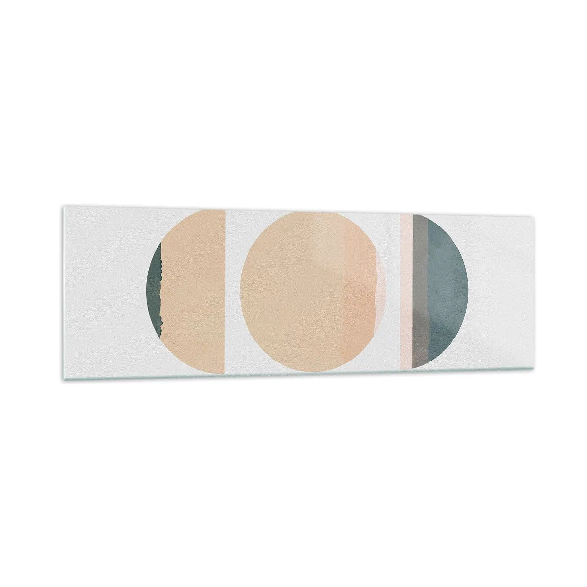 Obraz na szkle - Abstrakcyjne kształty geometryczne w pastelowych kolorach - 160x50cm - Koło za kołem - Nowoczesna dekoracja ścienna do salonu i sypialni ARTTOR