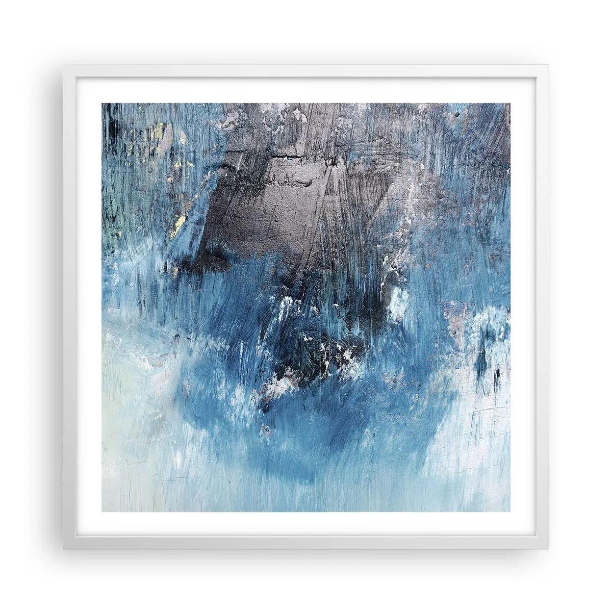 Plakat w białej ramie - Błękitna rapsodia - 60x60 cm