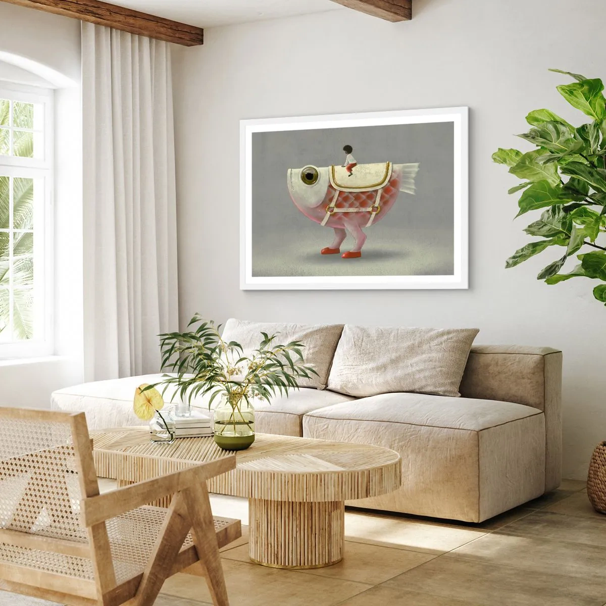 Plakat w białej ramie - Ryboński jeździec - 40x30 cm