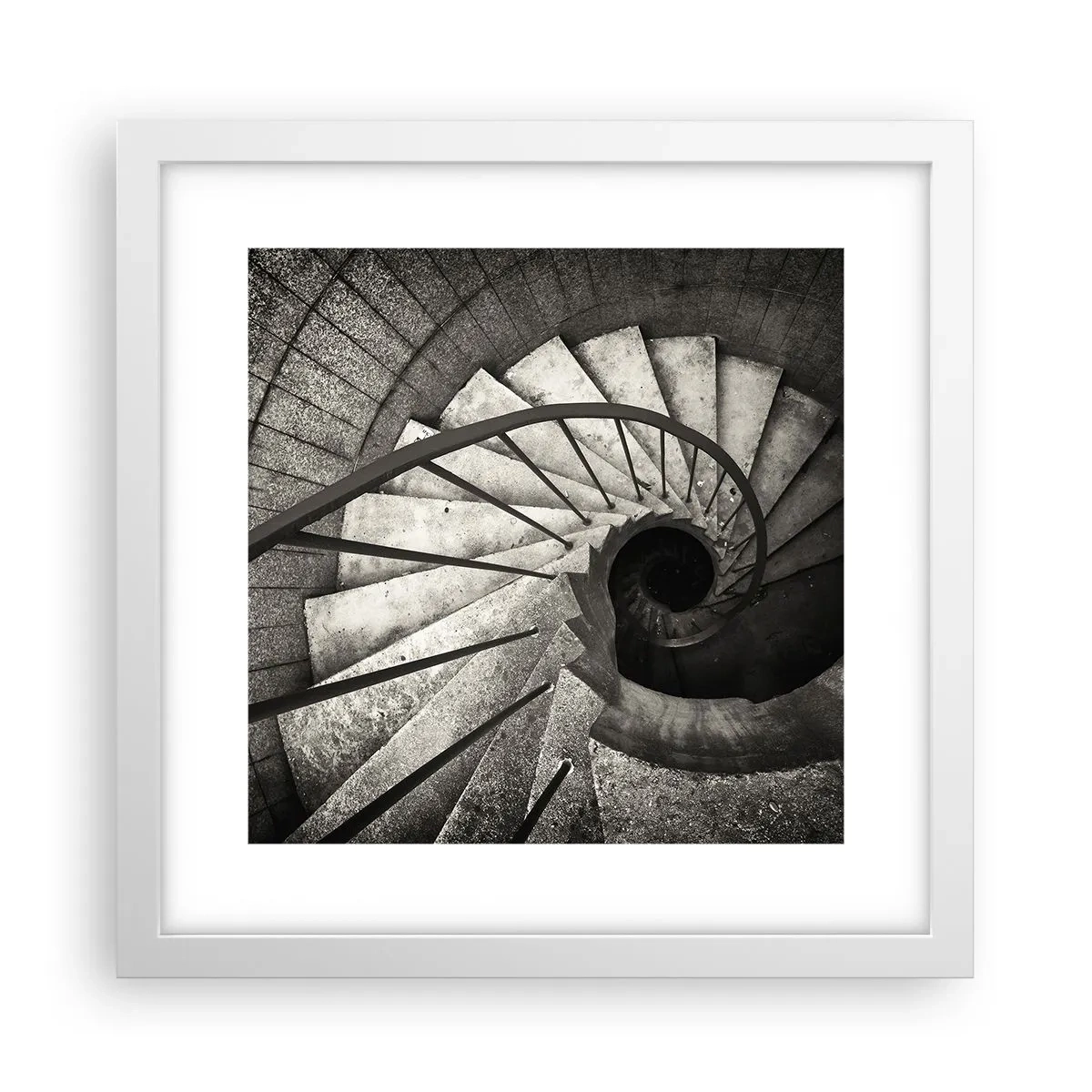 Plakat w białej ramie - Schodami w górę, schodami w dół - 30x30 cm