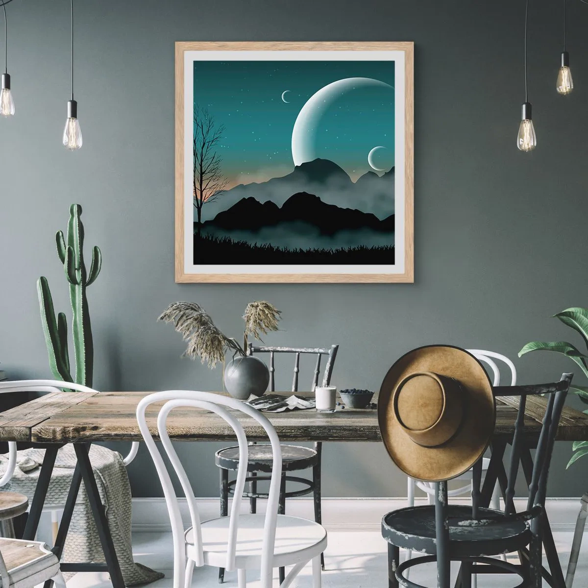 Plakat w ramie jasny dąb - Karnawał gwiaździstej nocy - 30x30 cm