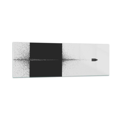 Obraz na szkle - Symboliczny pocisk w minimalistycznym, abstrakcyjnym stylu - 160x50cm - Prosto do celu - Nowoczesna dekoracja ścienna do salonu i sypialni ARTTOR