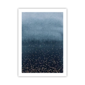 Plakat - Gradient w odcieniach niebieskiego z złotymi akcentami - 50x70cm - Kompozycja – niebieskie fazy - Nowoczesna dekoracja ścienna do salonu, kuchni i sypialni ARTTOR