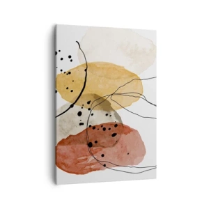Obraz na płótnie - Abstrakcyjna kompozycja kolorowych plam i linii na białym tle - 50x70cm - Jak powietrze lekkie, przejrzyste - Nowoczesna dekoracja ścienna do salonu, kuchni i sypialni ARTTOR