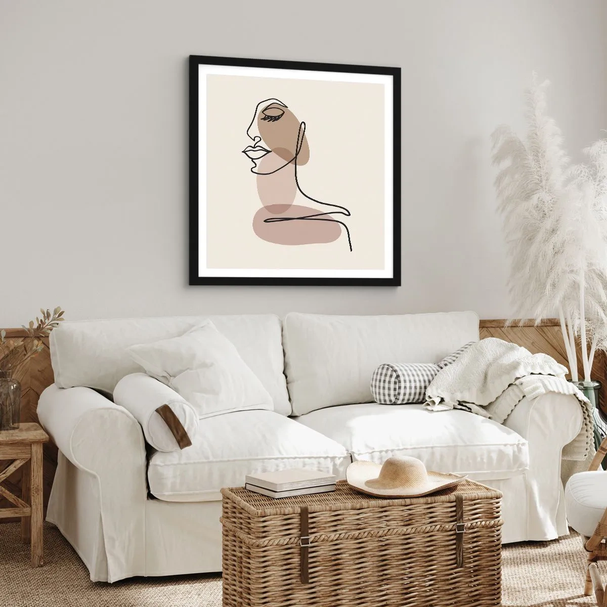 Plakat w czarnej ramie - Pewna linia piękna - 50x50 cm