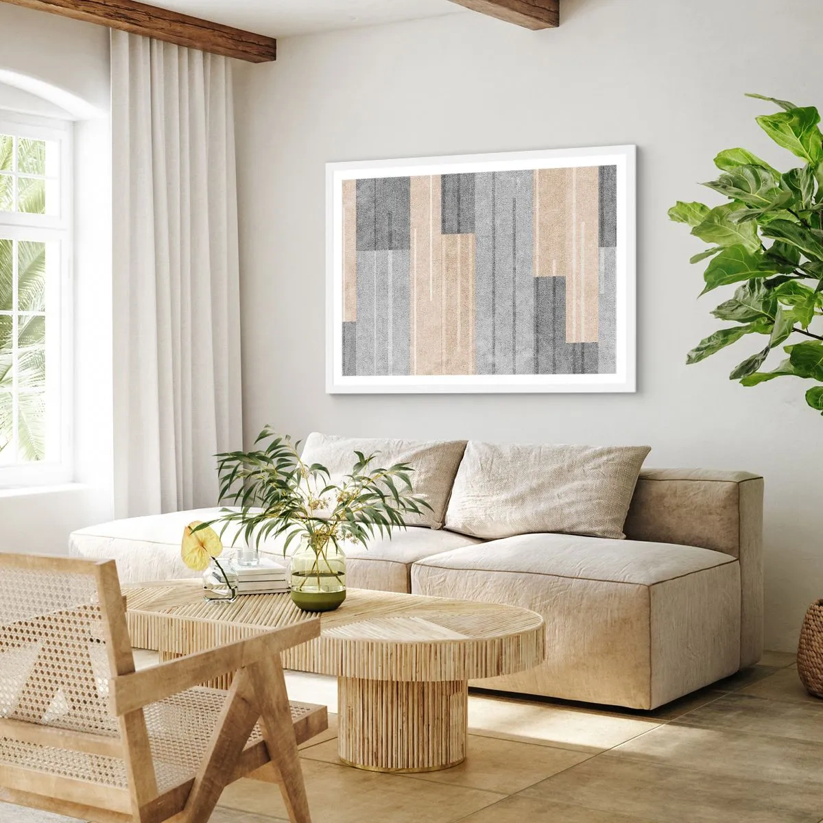 Plakat w białej ramie - Kompozycja: trzymać pion - 100x70 cm