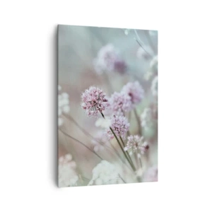 Obraz na płótnie - Delikatne kwiaty w pastelowych odcieniach - 70x100cm - Słodkie filigrany ziół - Nowoczesna dekoracja ścienna do salonu i sypialni ARTTOR