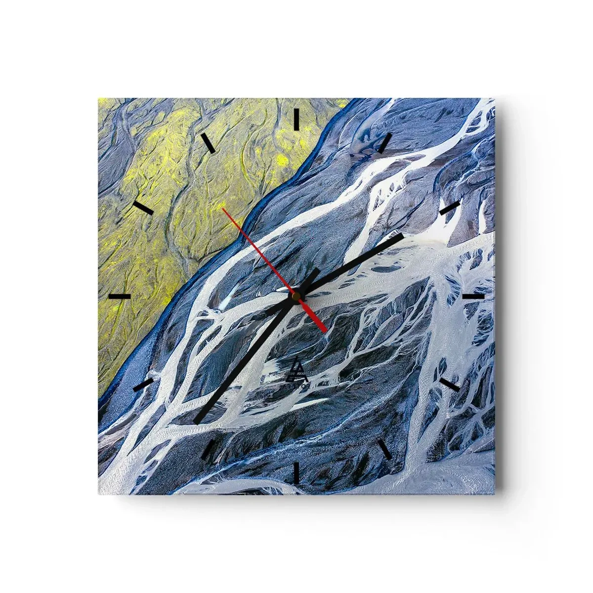 Zegar ścienny - Abstrakcyjny widok na meandrujące koryta rzek z lotu ptaka - 30x30cm - Naskalne malowidła natury - Nowoczesna dekoracja ścienna do salonu i sypialni ARTTOR